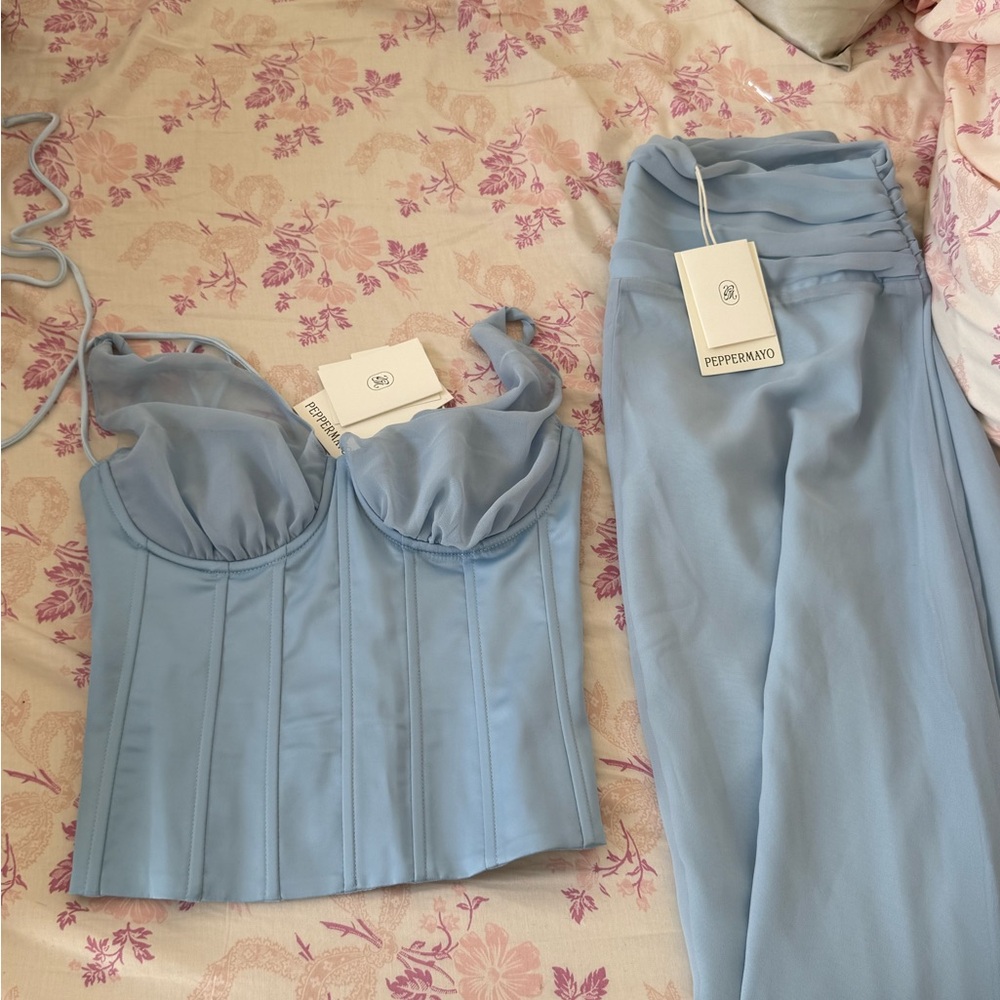 Light Blue matching set maxi skirt  - Women